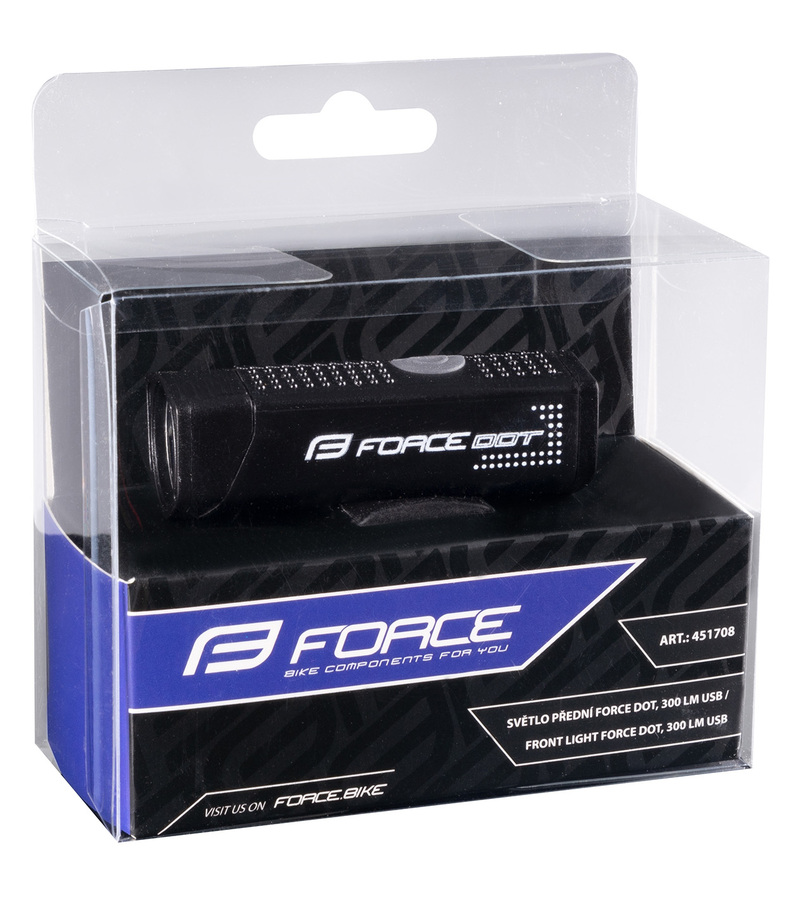 Force světlo přední DOT 300 lm, USB, černé