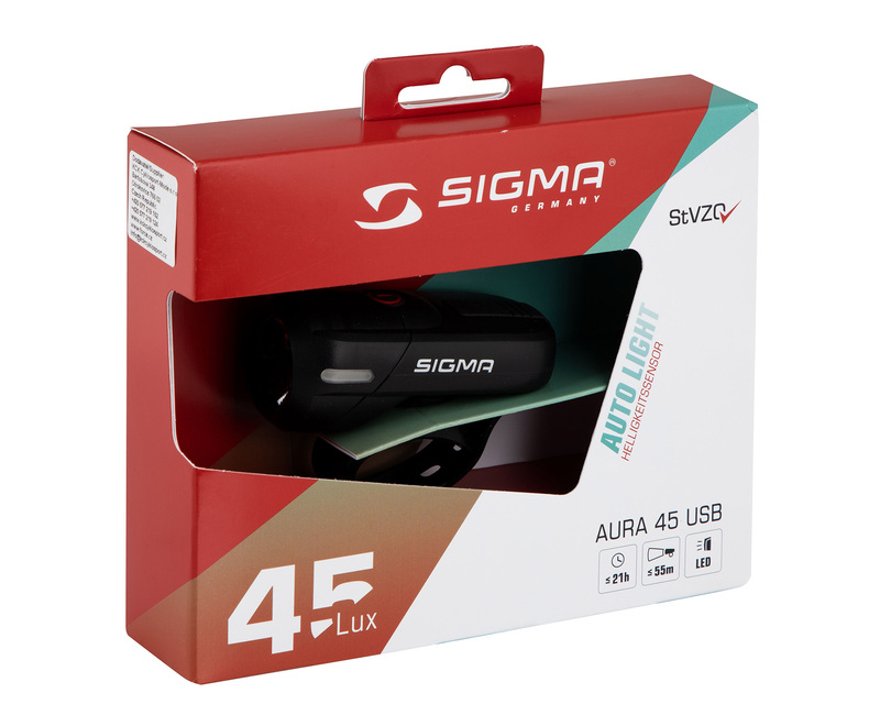 Sigma světlo přední AURA 45 USB, černé