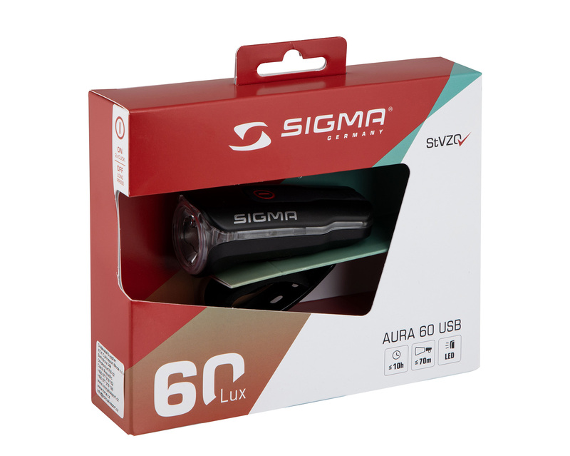 Sigma světlo přední AURA 60 USB, černé