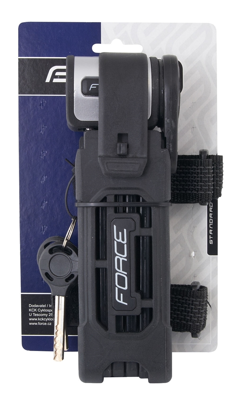 Force zámek FOLD skládací 80 cm, 6 článků, černý+držák