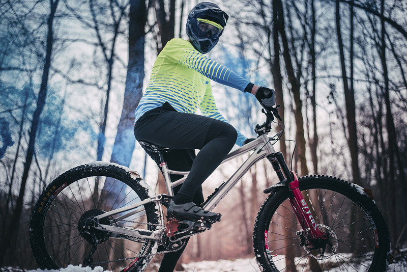 Force dres MTB ANGLE dlouhý rukáv, fluo-modrý