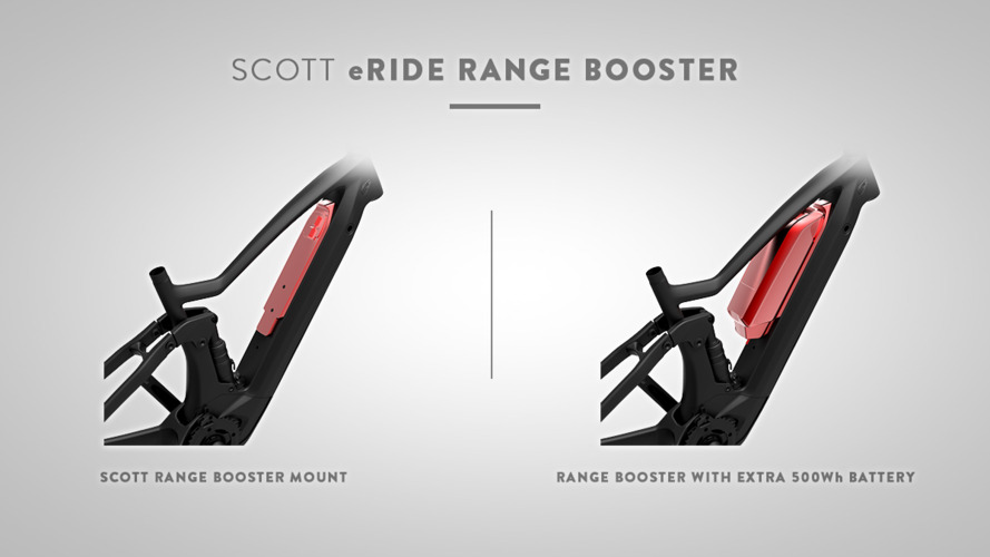 Tým techniků SCOTT eRIDE vyvinul specifický držák, který je připevněn k otvorům v kleci na lahve. K držáku Range Extender lze přidat standardní 500Wh baterii Bosch. Výsledkem je celkem 1125 Wh. K nabití je potřeba pouze jedna nabíječka. Digitální displej Bosch zohlední obě baterie. Zaměřte se na svou cestu a ne na úroveň nabití baterie! Kompatibilní s Genius / Strike / Aspect / Axis eRIDE.
