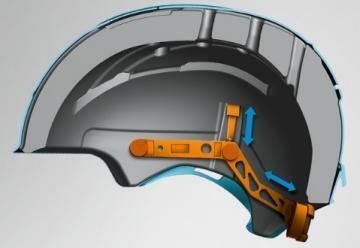 IAS - Mimořádně snadné nastavení vnitřního obvodu helmy. Nastavení lze měnit otočným kolečnkem dle aktuální potřeby a to i za jízdy jednou rukou.