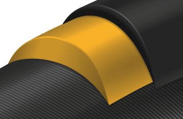 PLUS +  - maximální bezpečnost. Mezi běhounem a kostrou je použita vysoce elastická speciální guma jako ochrana proti defektu. 