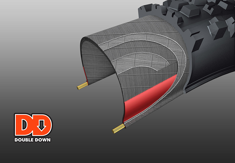 je dalším krokem ve vývoji pláště dvouvrstvých pneumatik pro závody enduro. Dvě vrstvy pláště 120 TPI vyztužené butylovou vložkou poskytují enduro závodníkovi&nbsp; podporu a ochranu sjezdové pneumatiky, ale v lehčím obalu.
